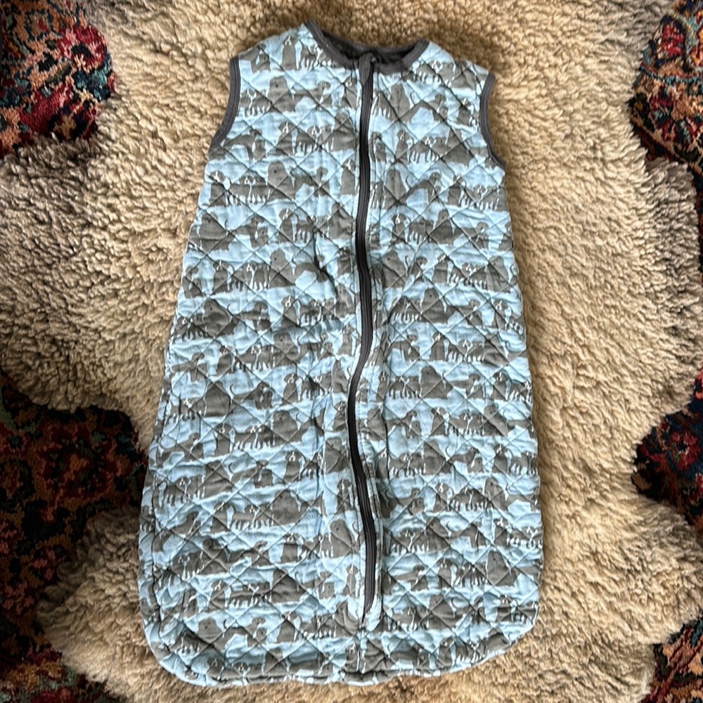 Kickee pants sleeping bag sleep sack blue gray dog 0-6 m
